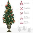 Trees With Warm White LED Lights, Red Berries, Pine Cones, Green